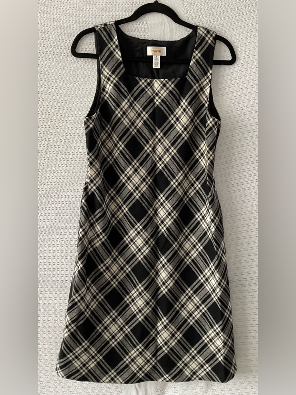 Talbots Black and White Plaid Midi Dress